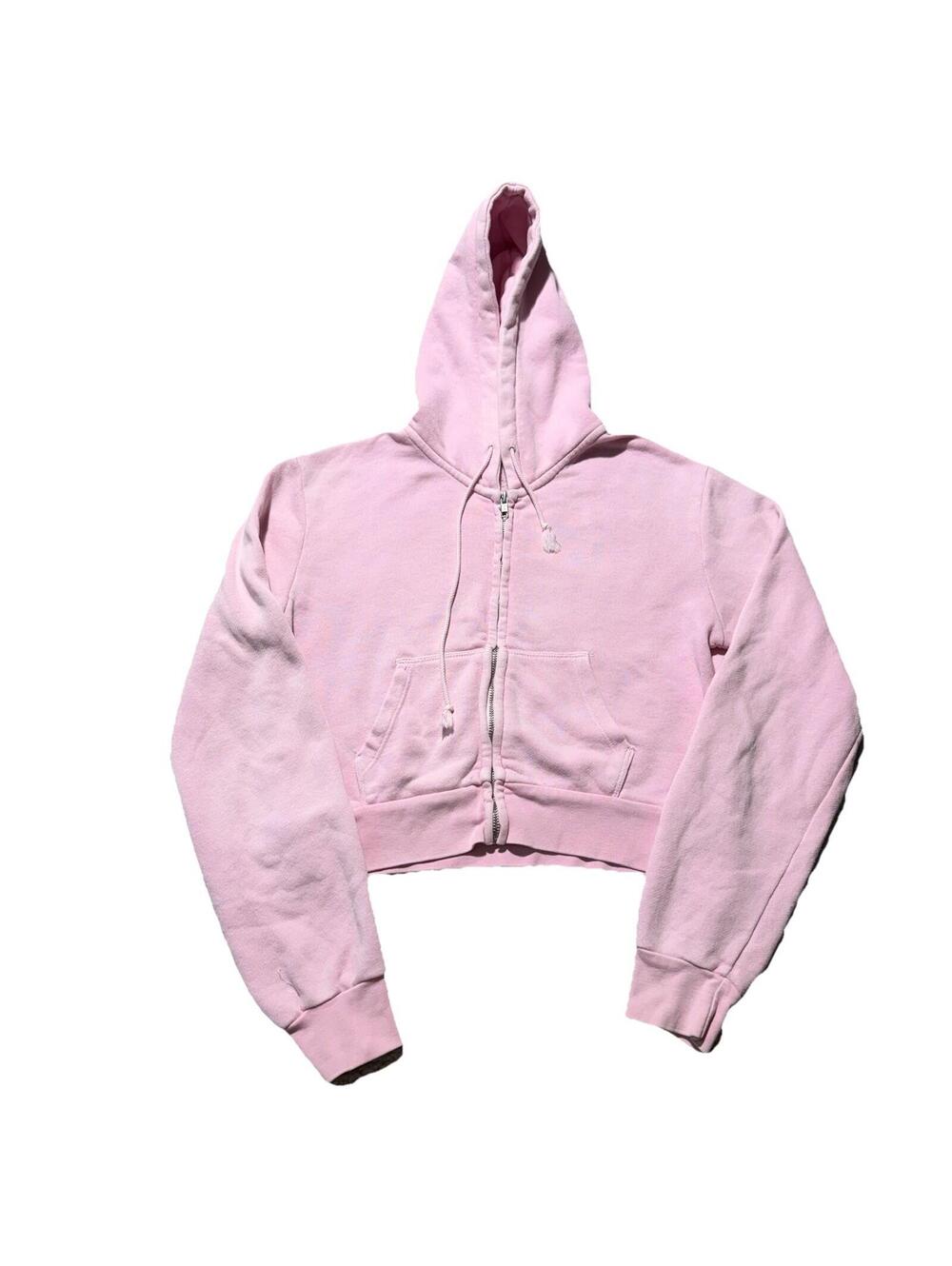 Brandy Melville John Galt Zip-Up Hoodie Jacket Baby Pink Cropped One Size